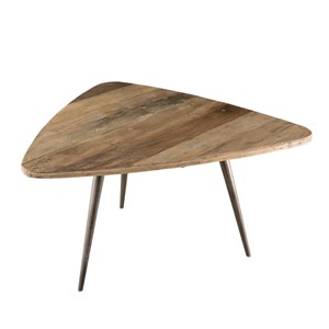 Sixtine - table basse bois ovoïde teck recyclé pieds métal