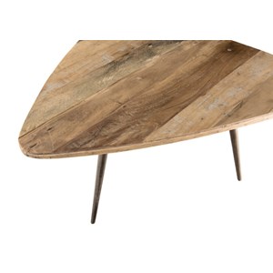 Sixtine - table basse bois ovoïde teck recyclé pieds métal