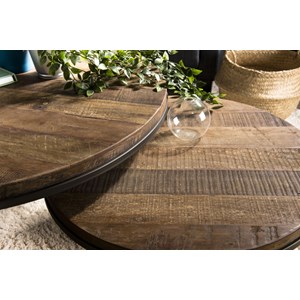 Sixtine - set de 2 tables basses gigognes rondes bois de teck recyclé