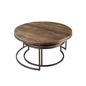Sixtine - set de 2 tables basses gigognes rondes bois de teck recyclé