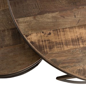 Sixtine - set de 2 tables basses gigognes rondes bois de teck recyclé