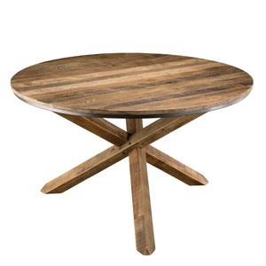Sixtine - table à manger 130x130cm pieds bois de teck recyclé marron