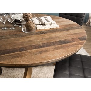 Sixtine - table à manger 130x130cm pieds bois de teck recyclé marron