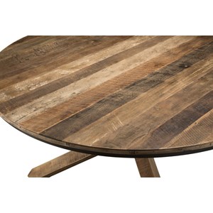 Sixtine - table à manger 130x130cm pieds bois de teck recyclé marron