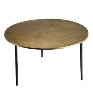 Johan - table basse ronde 80x80cm plateau aluminium doré pieds noirs