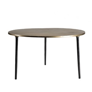Johan - table basse ronde 80x80cm plateau aluminium doré pieds noirs