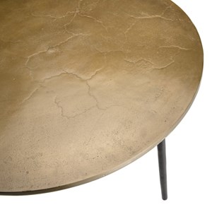 Johan - table basse ronde 80x80cm plateau aluminium doré pieds noirs