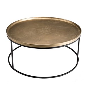 Johan - table basse ronde 88x88cm alu. Doré pieds ronds métal noir