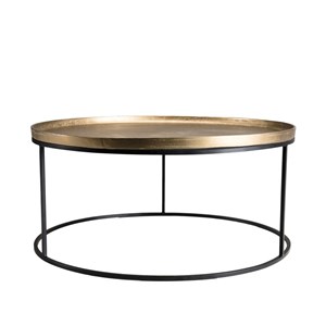 Johan - table basse ronde 88x88cm alu. Doré pieds ronds métal noir
