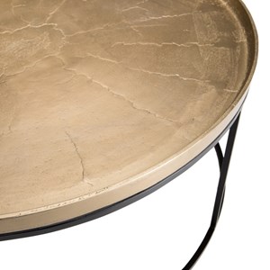 Johan - table basse ronde 88x88cm alu. Doré pieds ronds métal noir