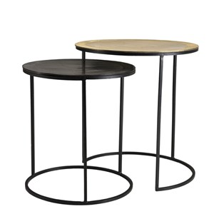 Johan - set de 2 tables d'appoint gigognes rondes aluminium doré