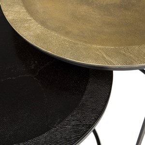 Johan - set de 2 tables d'appoint gigognes rondes aluminium doré