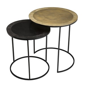 Johan - set de 2 tables d'appoint gigognes rondes aluminium doré