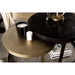 Johan - set de 2 tables gigognes ceinturées rondes aluminium noir doré