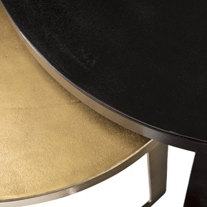 Johan - set de 2 tables gigognes ceinturées rondes aluminium noir doré