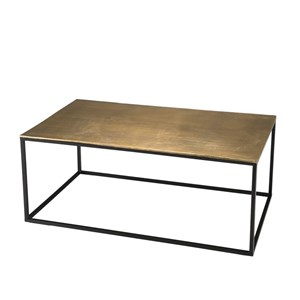 Johan - table basse rectangulaire 98x57cm aluminium doré pieds noirs