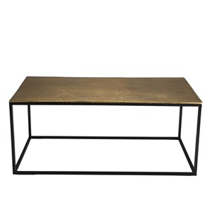 Johan - table basse rectangulaire 98x57cm aluminium doré pieds noirs