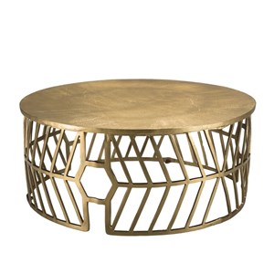 Johan - table basse ronde 89x89cm aluminium doré piètement graphique