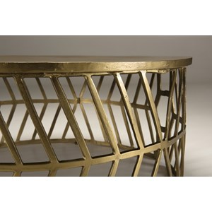 Johan - table basse ronde 89x89cm aluminium doré piètement graphique