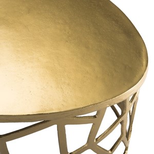 Johan - table basse ovale 150x60cm aluminium doré piètement graphique