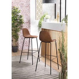 Tom - lot de 2 tabourets de bar john marron hauteur d'assise 80cm
