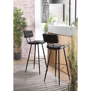 Tom - lot de 2 tabourets de bar james noir hauteur d'assise 80cm