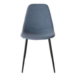 Tom - lot de 2 chaises tissu bleu pieds métal noirs