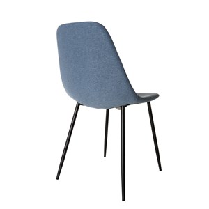 Tom - lot de 2 chaises tissu bleu pieds métal noirs