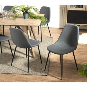 Tom - lot de 2 chaises tissu gris pieds métal noir