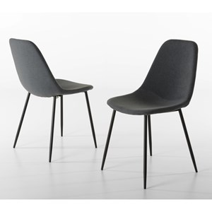 Tom - lot de 2 chaises tissu gris pieds métal noir