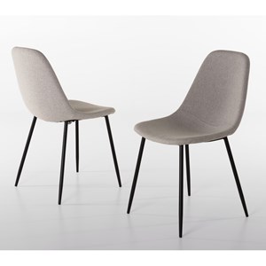 Tom - lot de 2 chaises tissu blanc pieds métal noir