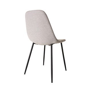 Tom - lot de 2 chaises tissu blanc pieds métal noir