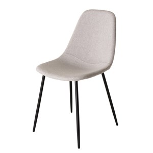 Tom - lot de 2 chaises tissu blanc pieds métal noir