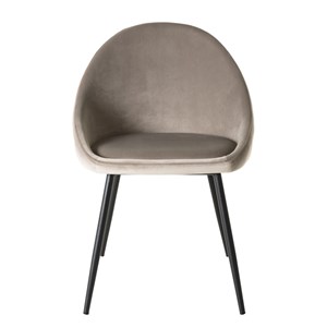 Tom - lot de 2 chaises tissu velours chamois beige pieds métal noir