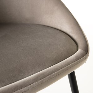 Tom - lot de 2 chaises tissu velours chamois beige pieds métal noir