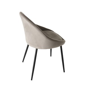 Tom - lot de 2 chaises tissu velours chamois beige pieds métal noir