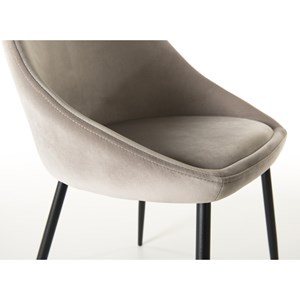 Tom - lot de 2 chaises tissu velours chamois beige pieds métal noir