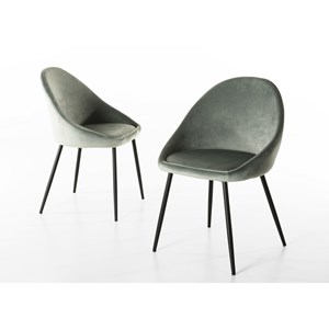 Tom - lot de 2 chaises tissu velours vert jade pieds métal noir