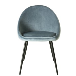 Tom - lot de 2 chaises tissu velours bleu pieds métal noir