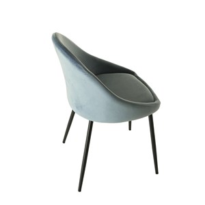 Tom - lot de 2 chaises tissu velours bleu pieds métal noir