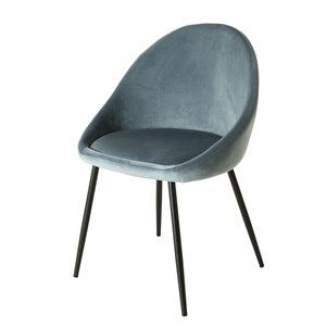 Tom - lot de 2 chaises tissu velours bleu pieds métal noir