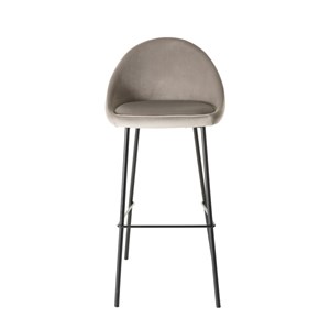 Tom - lot de 2 tabourets bar hauteur 80cm pieds noir velours beige
