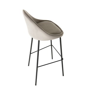 Tom - lot de 2 tabourets bar hauteur 80cm pieds noir velours beige