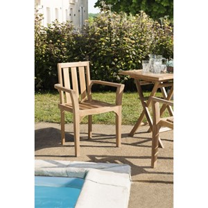 Fun - ensemble de 2 fauteuils de jardin empilables en bois teck