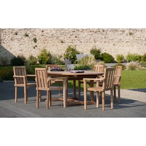 Fun - ensemble de 2 fauteuils de jardin empilables en bois teck