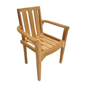 Fun - ensemble de 2 fauteuils de jardin empilables en bois teck