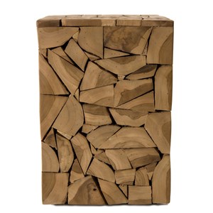 Sam - table d'appoint marron carrée 30x30cm mosaïque bois teck