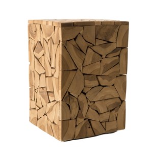 Sam - table d'appoint marron carrée 30x30cm mosaïque bois teck