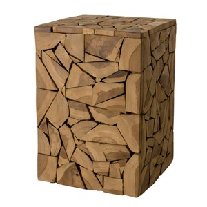 Sam - table d'appoint marron carrée 30x30cm mosaïque bois teck