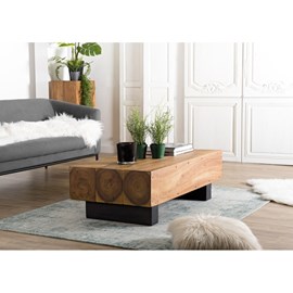 Sam - table basse poutres 120x60cm bois suar pieds noirs
